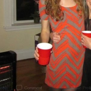 Orange + Grey Dress with Keyhole + Zipper Back